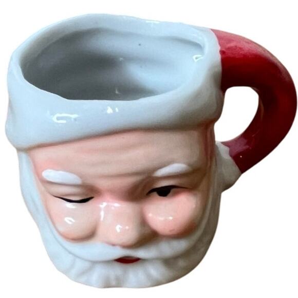 Vintage Japan Winking Santa Christmas Mug Miniature Mug 1 1/2 inches Height - Picture 4 of 5